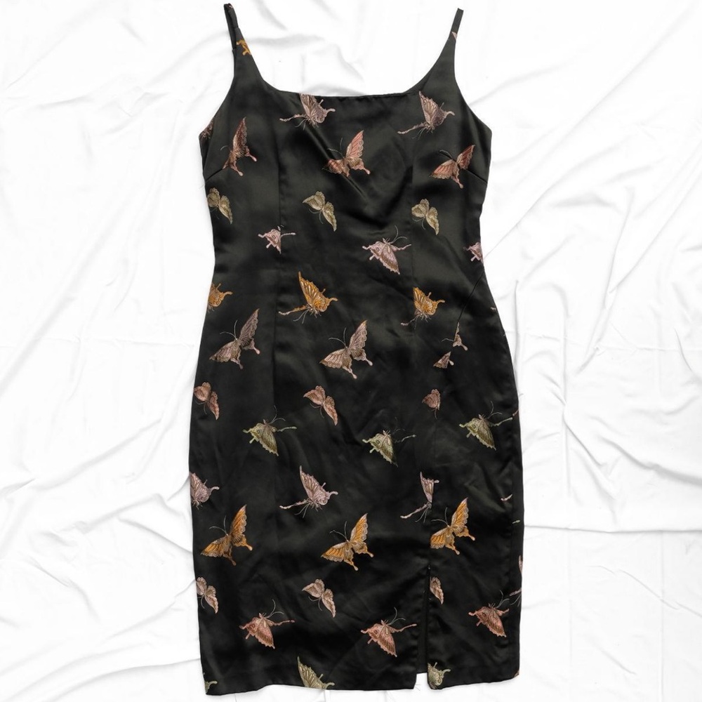 Maggy London Black Dress w/Multicolor Butterfly Print